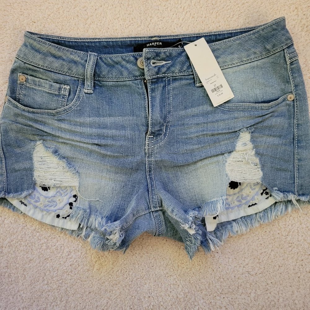 Super Cute Harper Denim Shorts/Embroidered Pockets